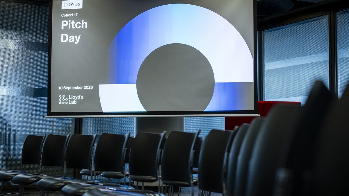 The Cohort 17 Pitch Day title screen at Lloyd’s, 10 September 2026